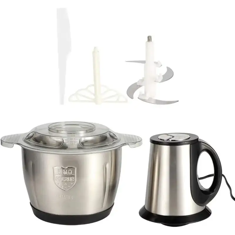 Tocator Electric 300W pentru Carne și Legume, 4 Lame Inox, 5L, Argintiu