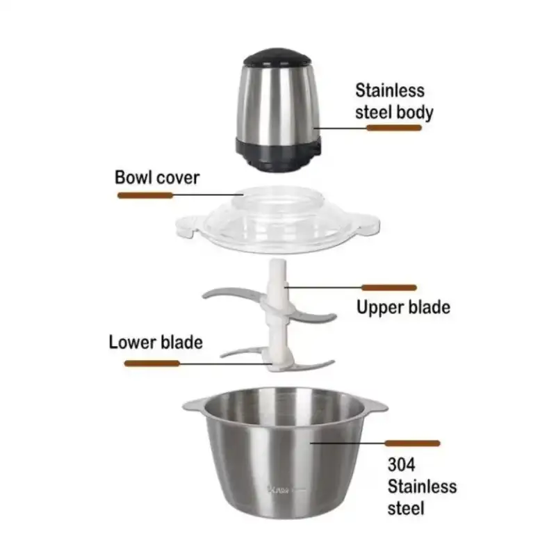 Tocator Electric 300W pentru Carne și Legume, 4 Lame Inox, 5L, Argintiu