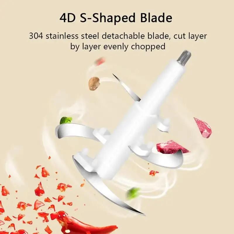 Tocator inox carne și legume, Electric 300W, 4 lame, Capacitate 3L, Argintiu