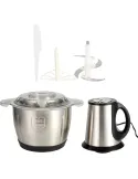 Tocator inox carne și legume, Electric 300W, 4 lame, Capacitate 3L, Argintiu