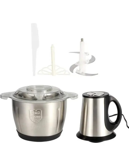 Tocator inox carne și legume, Electric 300W, 4 lame, Capacitate 3L, Argintiu