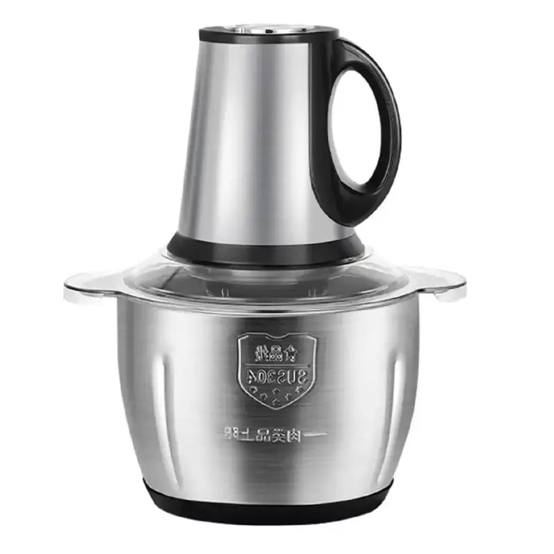 Tocator inox carne și legume, Electric 300W, 4 lame, Capacitate 3L, Argintiu