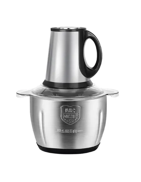 Tocator inox carne și legume, Electric 300W, 4 lame, Capacitate 3L, Argintiu