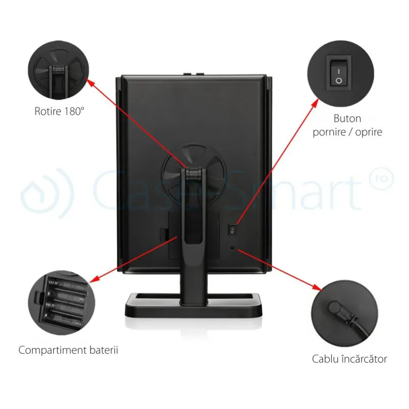 Oglinda cosmetica LED extensibila