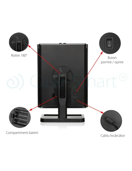 Oglinda cosmetica LED extensibila