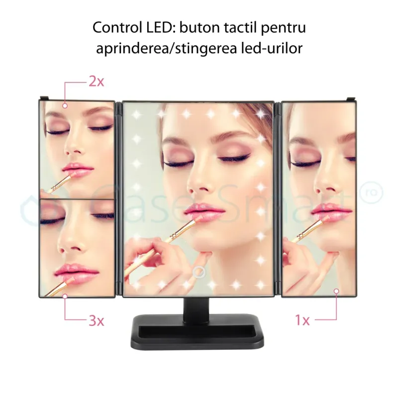 Oglinda cosmetica LED extensibila