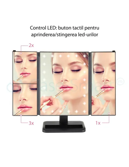 Oglinda cosmetica LED extensibila