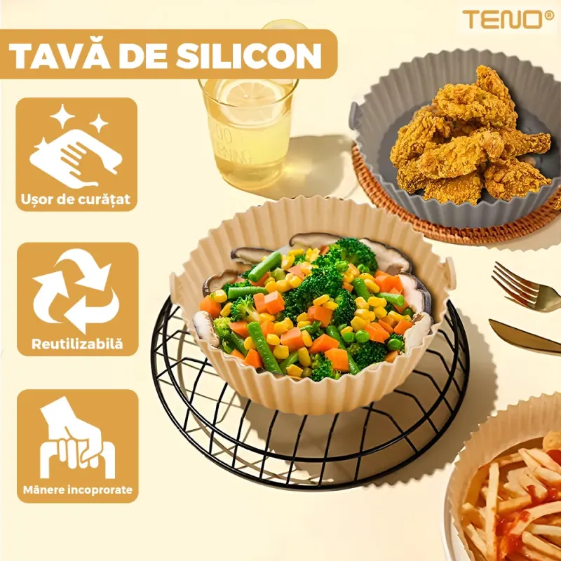 Tavă siliconică antiaderentă pentru Air Fryer – 20 cm
