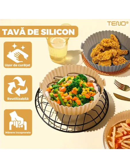 Tavă siliconică antiaderentă pentru Air Fryer – 20 cm