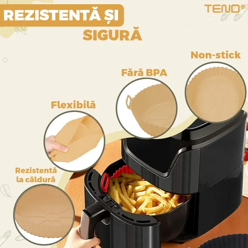 Tavă siliconică antiaderentă pentru Air Fryer – 20 cm