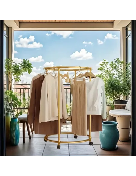 Suport haine rotund inox cu roți, 40 kg