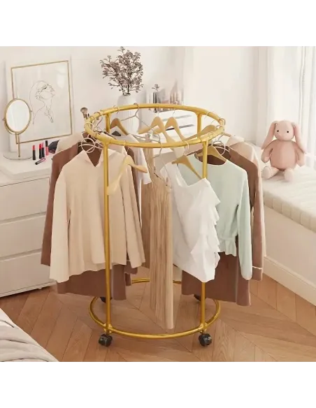 Suport haine rotund inox cu roți, 40 kg