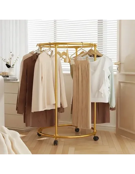 Suport haine rotund inox cu roți, 40 kg