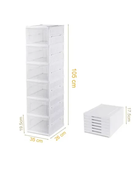 Suport de încălțăminte din sticlă, 6 rafturi, structură verticală