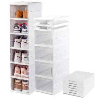 Suport de încălțăminte din sticlă, 6 rafturi, structură verticală