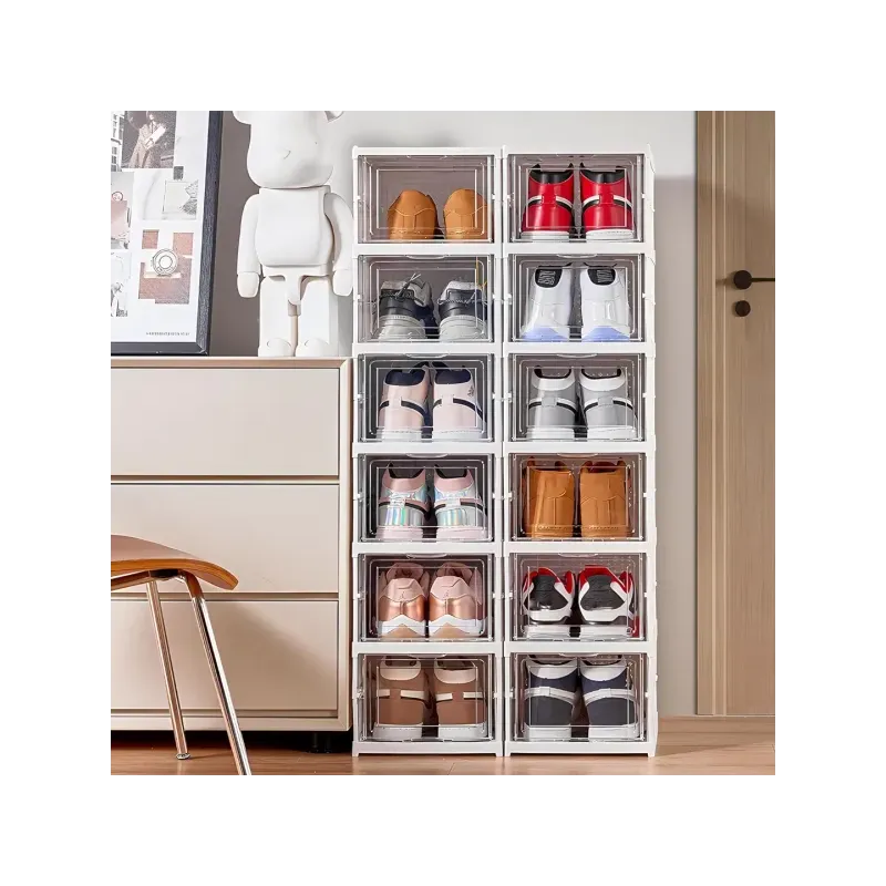 Suport de încălțăminte din sticlă, 6 rafturi, structură verticală