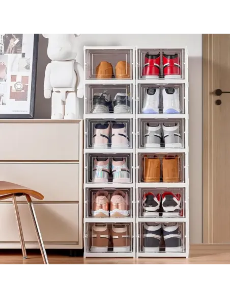 Suport de încălțăminte din sticlă, 6 rafturi, structură verticală