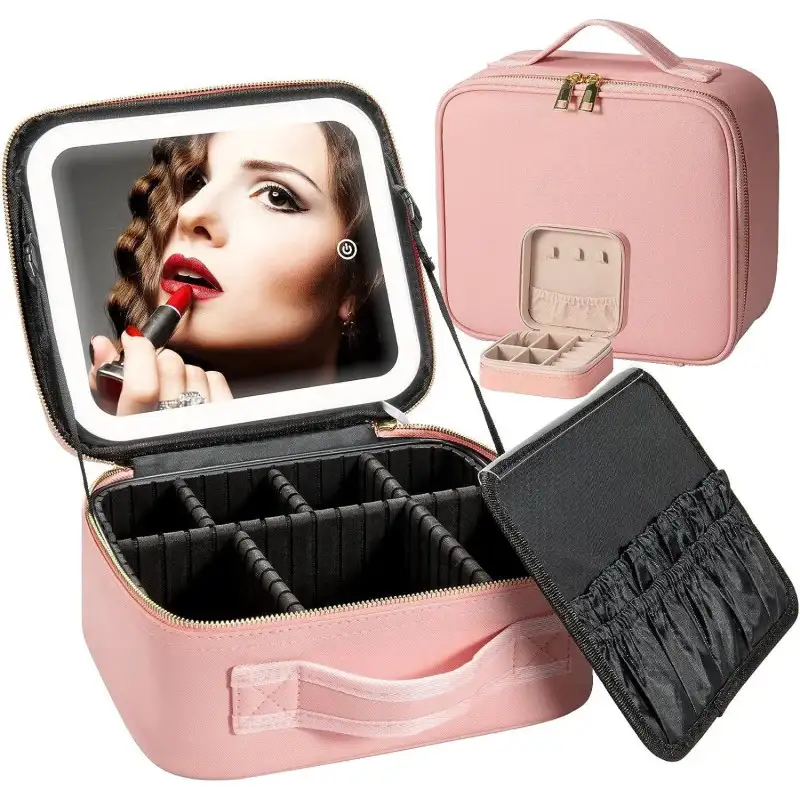 Geantă Smart pentru Make-up cu Oglindă LED Touch