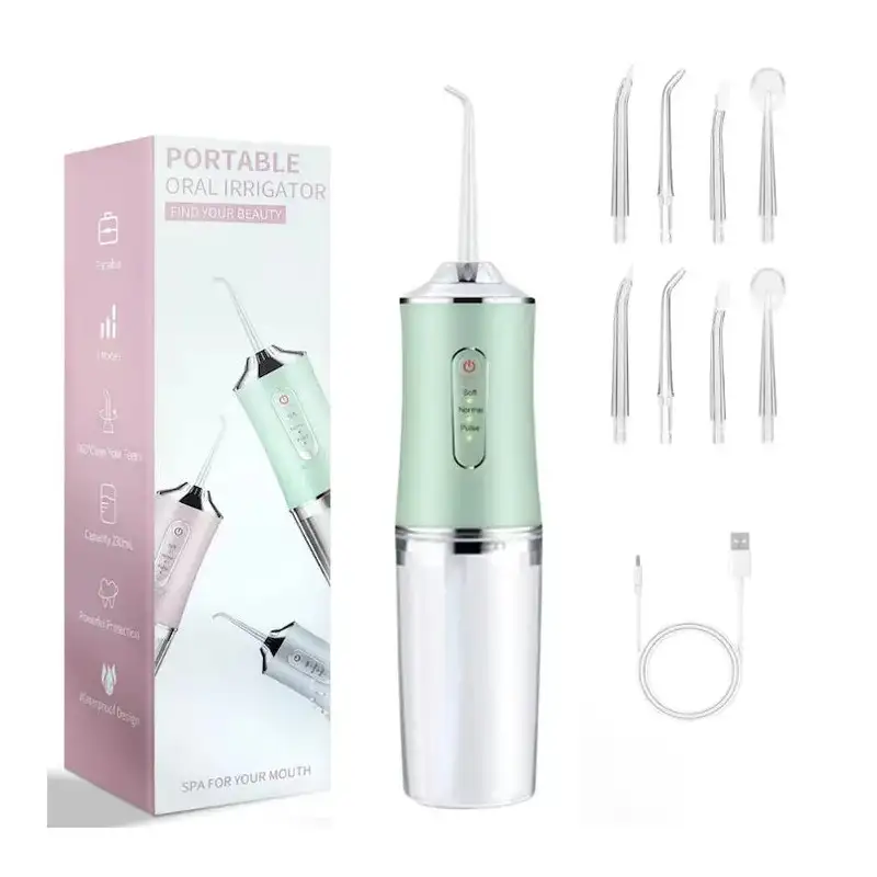Irigator Bucal Portabil cu 3 Niveluri de Presiune, 4 Capete – Curățare 360° pentru Dinți și Gingii