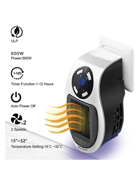 Mini aerotermă compactă 500W, ușor de mutat și de utilizat