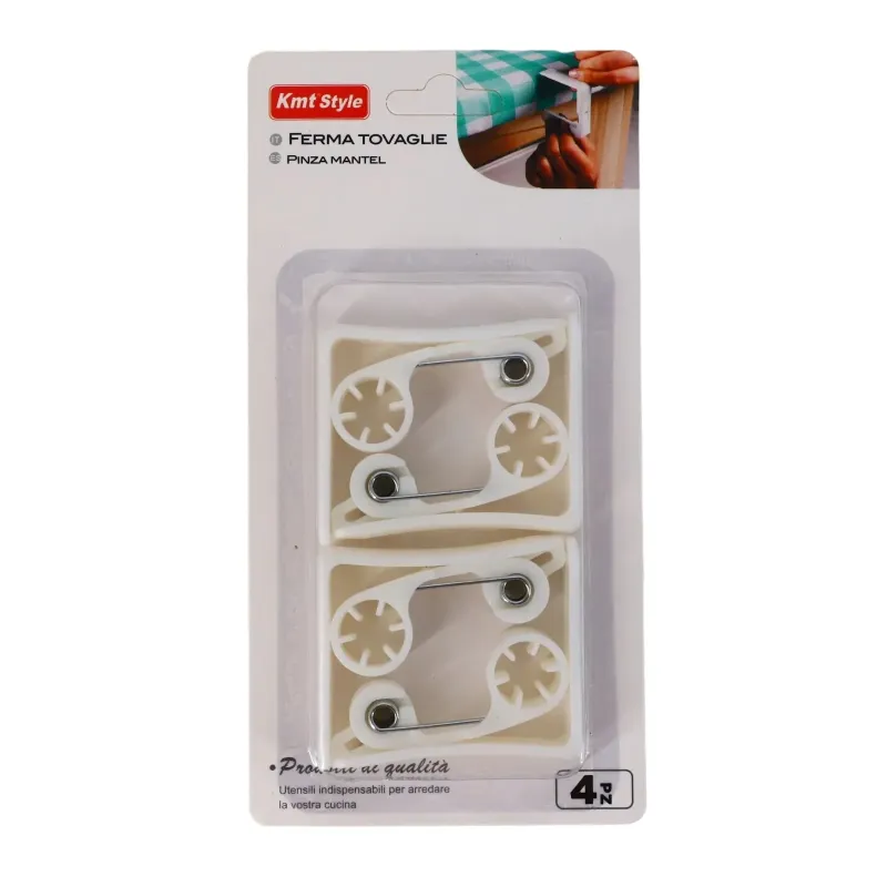Set 4 Cleme pentru Fixare Față de Masă – Alb