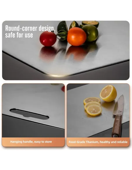 Set 3 tocătoare din titan, impermeabile, cu utilizare pe ambele fețe – 34×23 / 30×20 / 24×15 cm