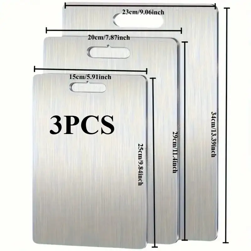 Set 3 tocătoare din titan, impermeabile, cu utilizare pe ambele fețe – 34×23 / 30×20 / 24×15 cm