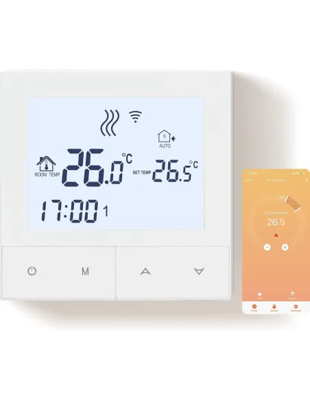 [RESIGILAT] Termostat Inteligent WiFi Beok, Centrală Gaz și Încălzire Pardoseală , Tuya/Alexa/Google, Alb