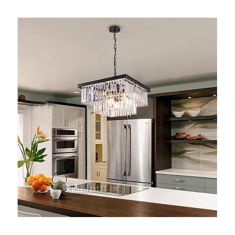 Candelabru Modern cu Cristale Wellmet – 9 Lumini, 50 cm Negru