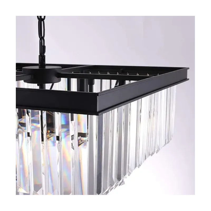 Candelabru Modern cu Cristale Wellmet – 9 Lumini, 50 cm Negru