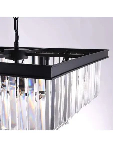 Candelabru Modern cu Cristale Wellmet – 9 Lumini, 50 cm Negru