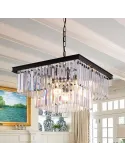 Candelabru Modern cu Cristale Wellmet – 9 Lumini, 50 cm Negru