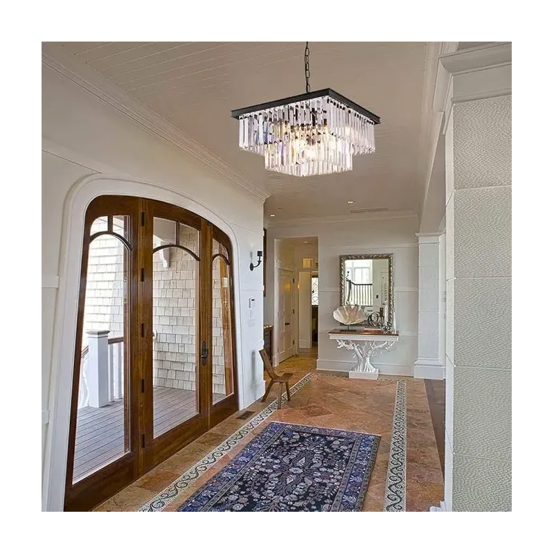 Candelabru Modern cu Cristale Wellmet – 9 Lumini, 50 cm Negru