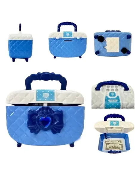 Pușculiță electronică fete, albastră, cu PIN