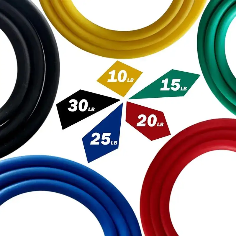 Set benzi elastice pentru exercitii multiple, 11 piese, pentru Sala, Yoga, Pilates, Recuperare, 48" lungime, multicolor