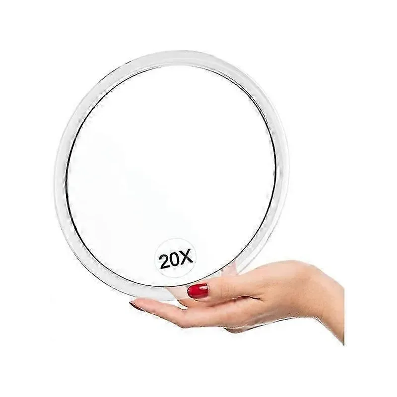 Oglindă Portabilă 20X cu Ventuze – Compactă, Alb, Diametru 15 cm