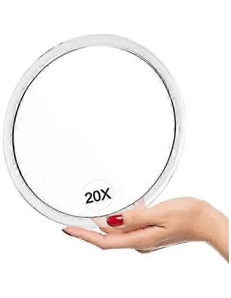 Oglindă Portabilă 20X cu Ventuze – Compactă, Alb, Diametru 15 cm