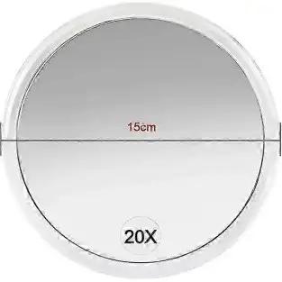 Oglindă Portabilă 20X cu Ventuze – Compactă, Alb, Diametru 15 cm 2