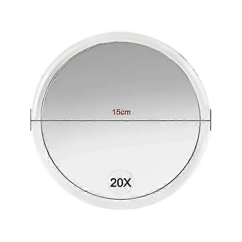 Oglindă Portabilă 20X cu Ventuze – Compactă, Alb, Diametru 15 cm