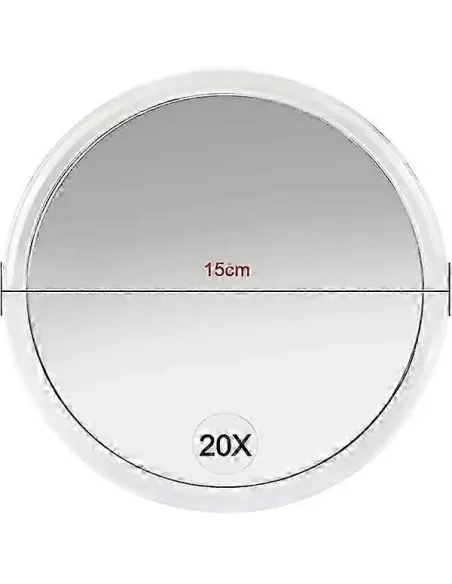 Oglindă Portabilă 20X cu Ventuze – Compactă, Alb, Diametru 15 cm