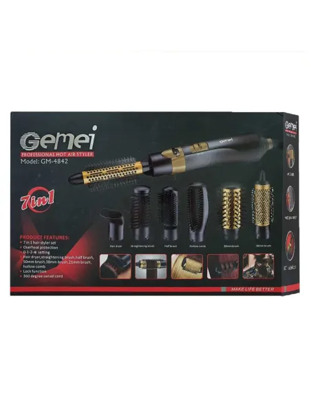 Perie de coafat 7 în 1 Gemei GM-4842 cu 2 trepte viteză și temperatură