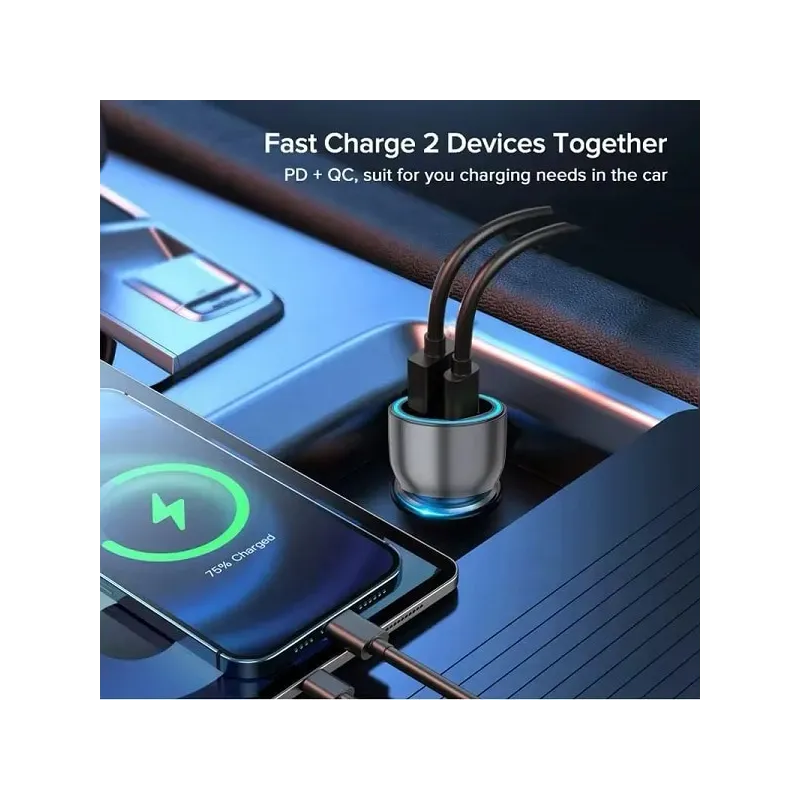 Încărcător Auto Q-CD712 – PowerDelivery 20W, USB-A + USB-C, Qualcomm 3.0