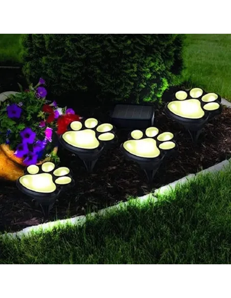Set 4 Lămpi Solare Paw Print – Iluminare Decorativă cu Labuțe
