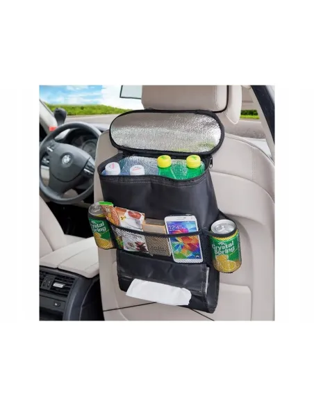 Organizator scaun auto cu buzunar termoizolant si suport cutie servetele