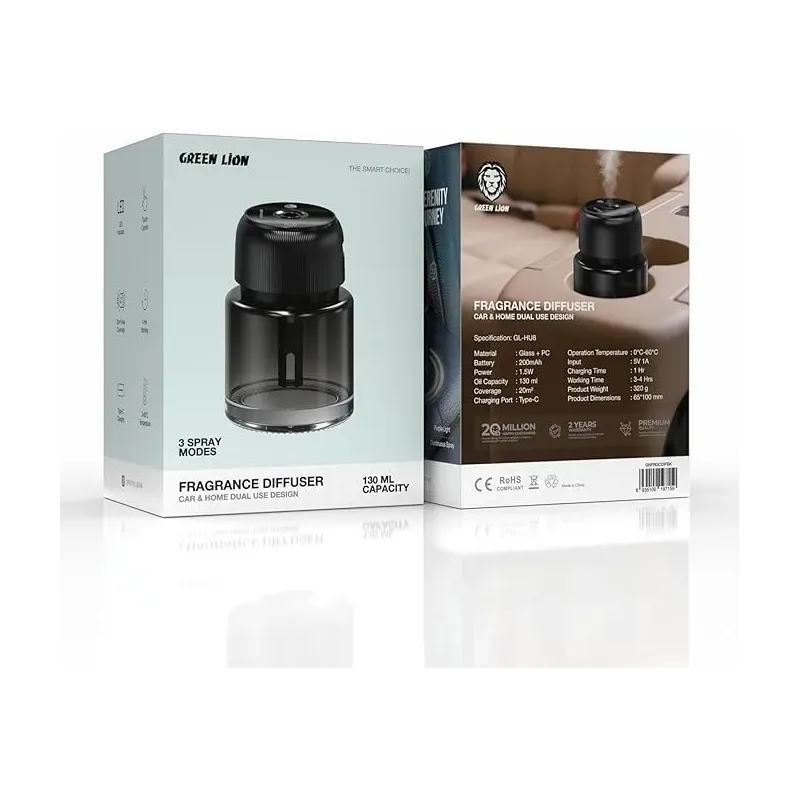 Difuzor Parfum Green Lion 130 ml – 3 Trepte Pulverizare, Control Touch, Display LED
