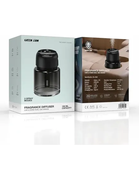 Difuzor Parfum Green Lion 130 ml – 3 Trepte Pulverizare, Control Touch, Display LED