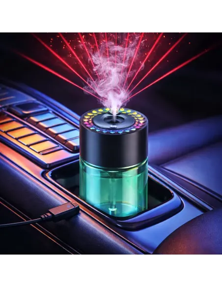Difuzor Auto cu Efect Laser Star, Umidificare și Lumini RGB Multicolore