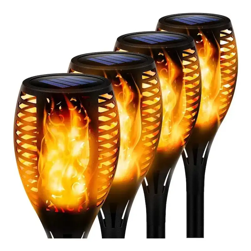 Set 4x lampa solara tip torta cu efect de flacara falsa, 51cm, rezistente la intemperii, IP65