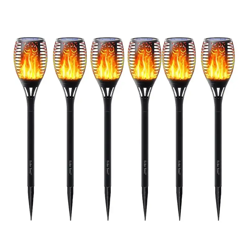 Set 4x lampa solara tip torta cu efect de flacara falsa, 51cm, rezistente la intemperii, IP65