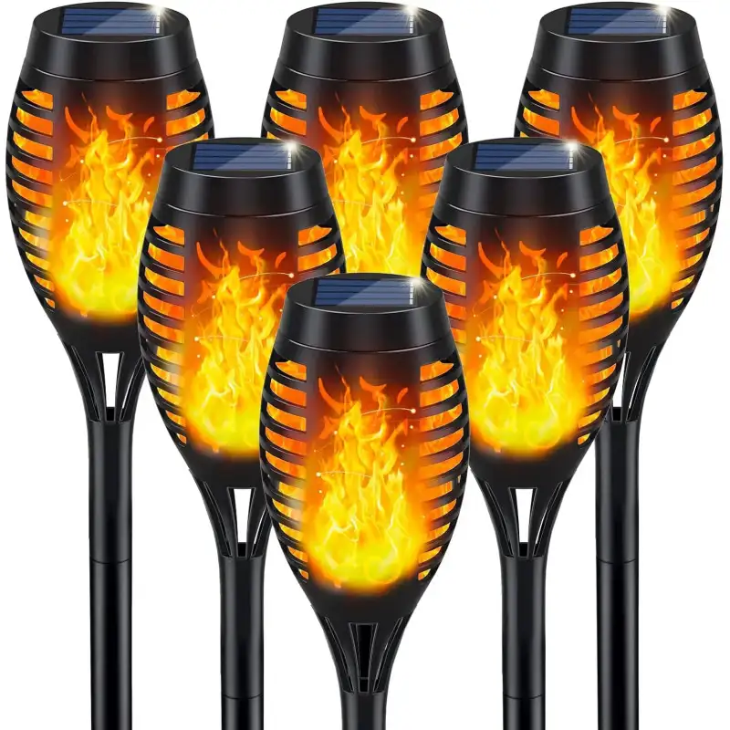 Set 4x lampa solara tip torta cu efect de flacara falsa, 51cm, rezistente la intemperii, IP65